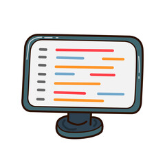 Vector illustration of monitor with screen programming code