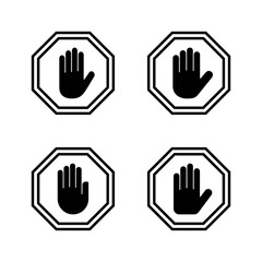 Obraz premium Stop icon vector. stop road sign. hand stop sign and symbol. Do not enter stop red sign with hand