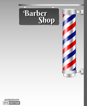 set of realistic barber shop signboard isolated, or vintage fashioned glass barber shop poles or strip vintage barbershop sign. eps vector