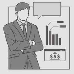 business man pose. vector illustration