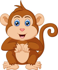 Obraz premium Cute little monkey cartoon sitting