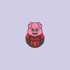 Fototapeta premium Cute Pig Mascot Logo Design Concept