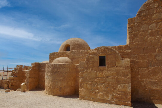 Old Qusayr 'Amra castle in the desert of eastern Jordan built in the 743 A.D