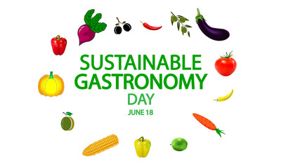 Sustainable gastronomy day vegetables, vector art illustration.