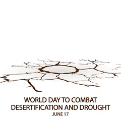 World day to combat desertification and drought cracked soil, vector art illustration.