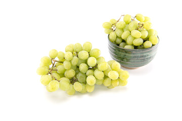 Green grape isolated on white background