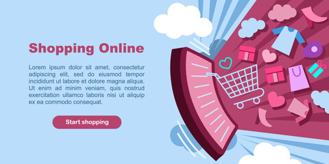 Shopping online banner vector design