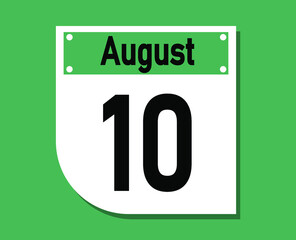 August 10 calendar icon. Banner for August days.