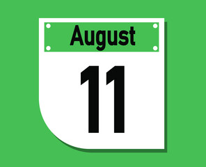 August 11 calendar icon. Banner for August days.