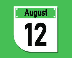 August 12 calendar icon. Banner for August days.