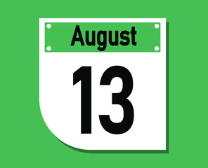 August 13 calendar icon. Banner for August days.