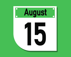 August 15 calendar icon. Banner for August days.