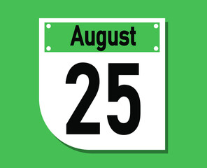 August 25 calendar icon. Banner for August days.