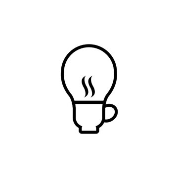 Vector illustration of a cup of coffee combined with a light bulb, depicting easy to get ideas by drinking coffee