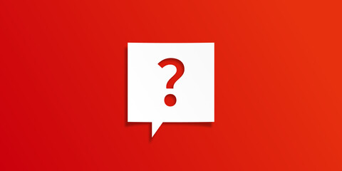 吹き出し型の紙に切り抜かれたクエスチョンマーク