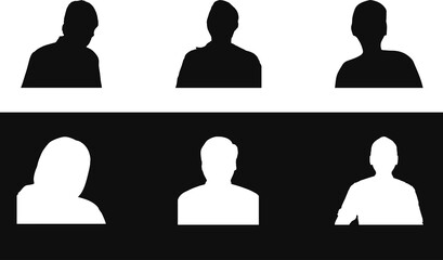 Modern Set Of Avatars Silhouette Black and White