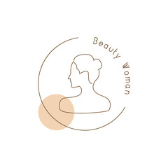 beauty woman logo design in line art style. vector illustration