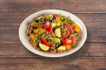 Traditional delicious food, tasty vegetable salad on the desk