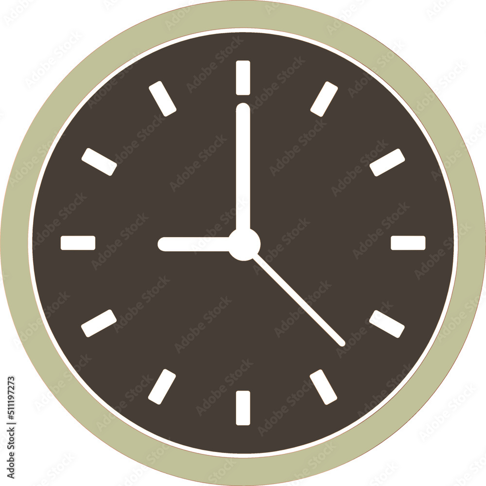 Poster black clock icon vector with shadow for website design in flat style. office clock icon, time icon. 