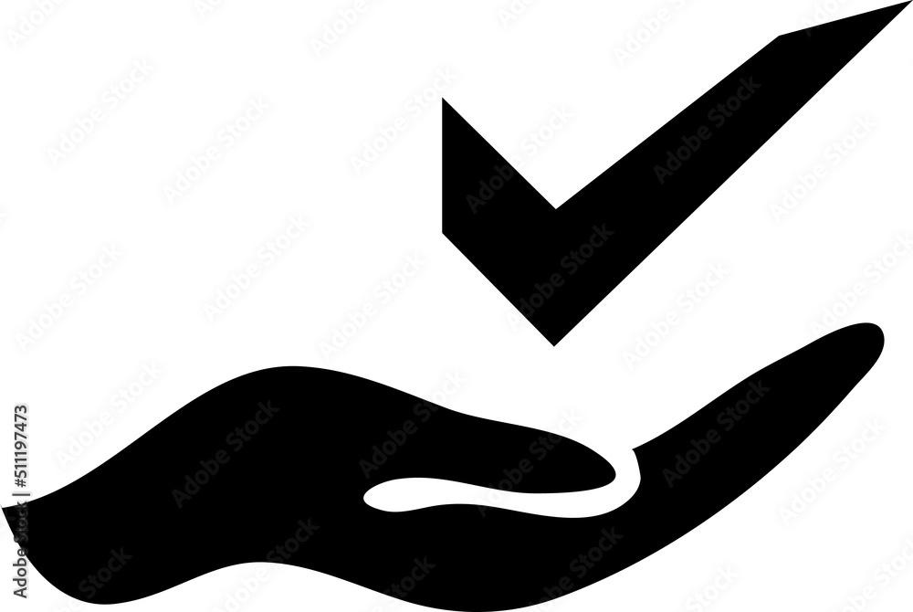 Poster checkmark on hand web icon. vector design on white background..eps