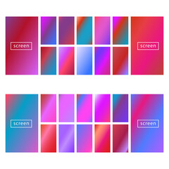Mobile screen lock display collection of colorful backgrounds in trendy neon colors. Modern screen vector design for mobile app. Soft color abstract pastel holographic gradients. Swatches for design