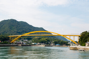 川と橋と山と空