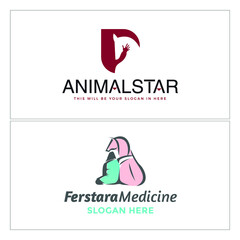Vector illustration of animal care logo design isolated on white background isolated on white background