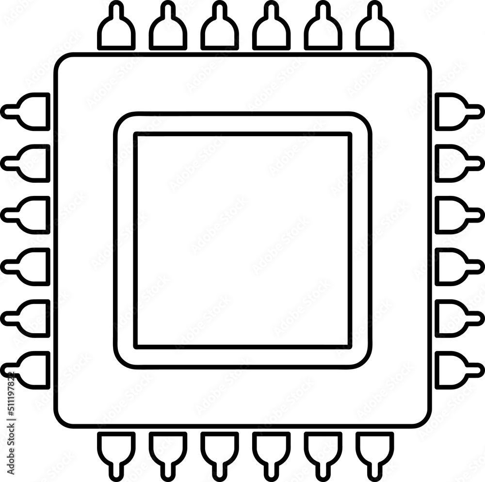 Poster cpu icon vector line art on white background..eps