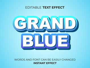 grand blue text effect typogrpahy