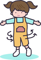 体をくるくる回す子供のイメージ。自閉症スペクトラム症。症児の自己刺激行動、発達障害