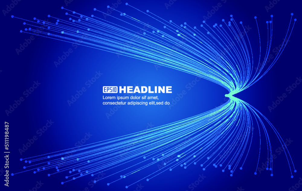 Poster two blue tech particle lines extending outwards