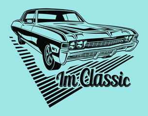 Vector American Classic Muscle Car for poster, flyer, post card, banner - obrazy, fototapety, plakaty