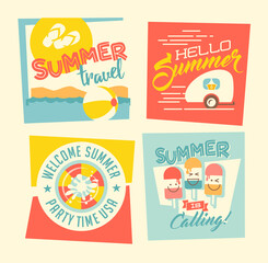 Retro summer design spots for social media, banners, print. 