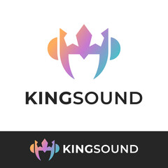 Letter M logo vector design template, King and sound symbol logo design template for company, letter M and King mask