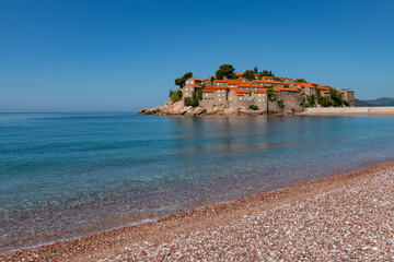 Montenegrin picturesque island of St. Stephen in the Adriatic Sea