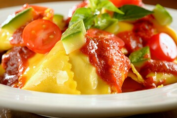 Buffalo Mozzarella Ravioli with Zucchini Tomatoes and Sicilian Lemon
