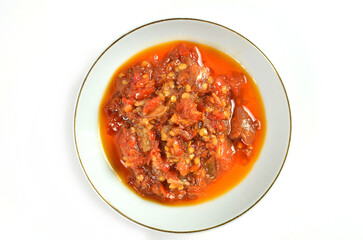 Homemade Spicy sambal Sauce in a Bowl