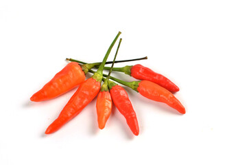 Chilli peppers red and hot on white background