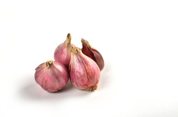 Red onions isolated on white background