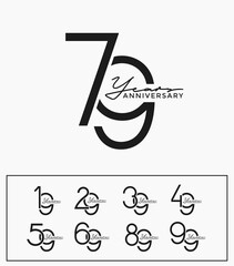 set of anniversary with calligraphy black color on white background for special moment