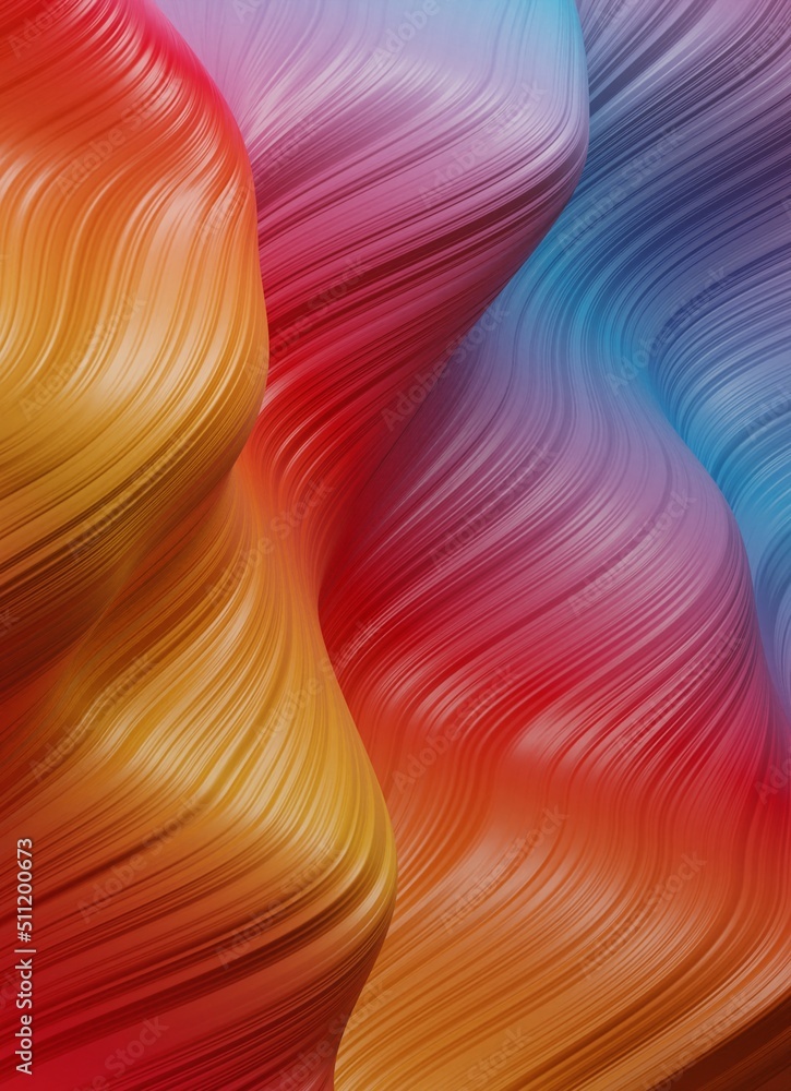 Aufkleber modern red,orange and blue colored poster,color dynamic wave flow.liquid wavy shapes abstract hologr