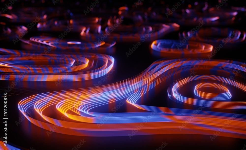 Poster futuristic particles wave abstract background creative design element.. 3d render, abstract panorami