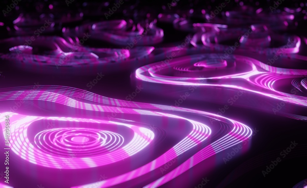 Poster futuristic particles wave abstract background creative design element.. 3d render, abstract panorami