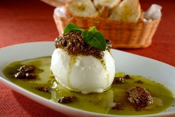 Burrata with pesto genovese