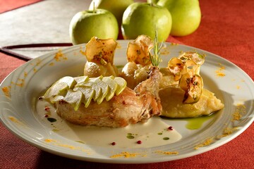 Chicken Supreme with Vegetables and Apple and Apricot Puree