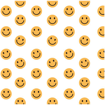 Seamless pattern with smiling faces on white background