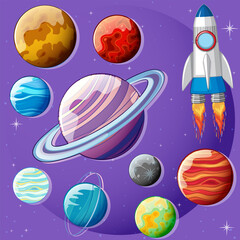 Space planets seamless pattern