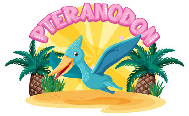 Little cute pteranodon dinosaur cartoon character © blueringmedia