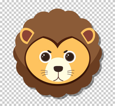 Cute lion head in flat cartoon style