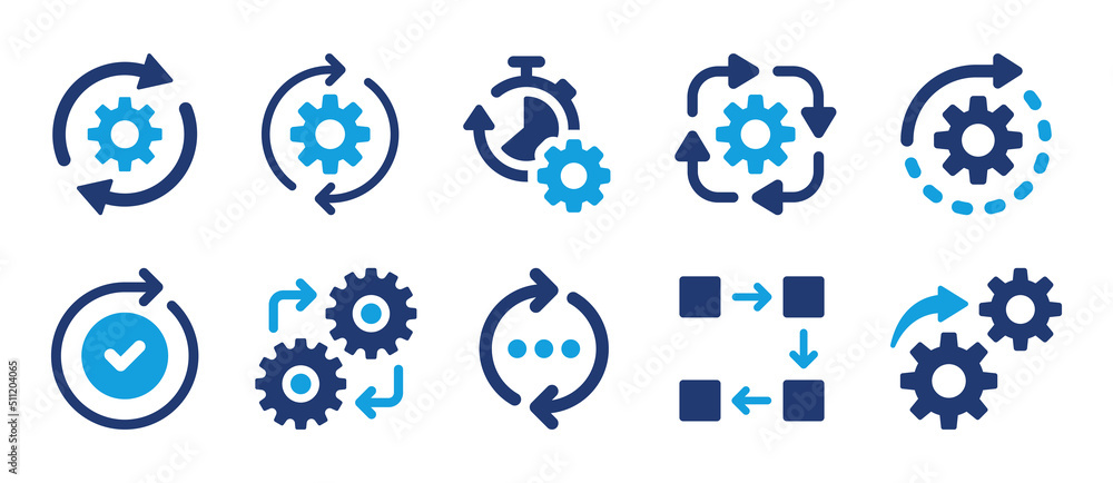 Aufkleber Business process icon set. Workflow and productivity symbol vector illustration.